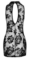 Transparentes Minikleid mit Floral-Samtflockprint S - XL