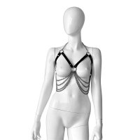 Adjustable Leather Bra with Chains