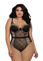 Dreamgirl Body Teddy Leopard/Black Queensize XL - 3XL