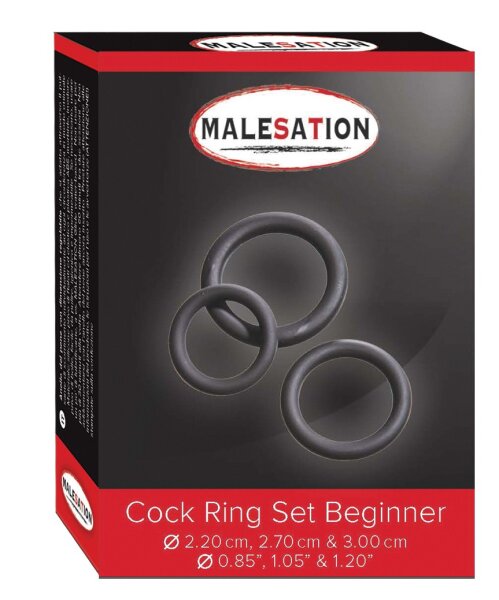 MALESATION Cock Ring Set Beginner (&Oslash; 2,20 cm, 2,70 cm & 3,00 cm)