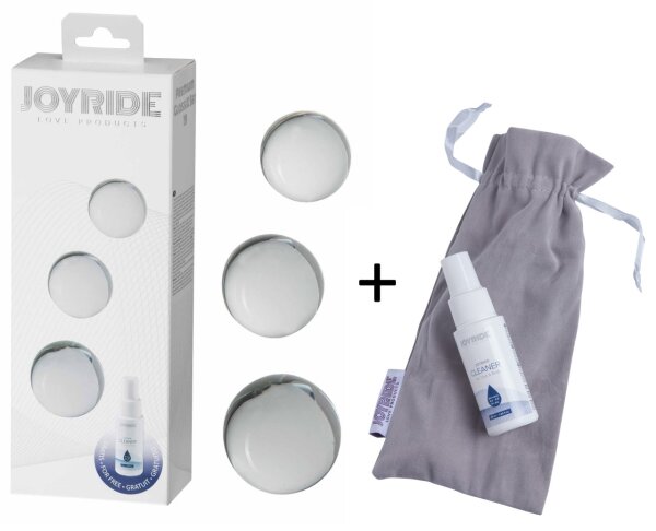 JOYRIDE Premium GlassiX Set 19 transparente Kugeln in verschiedenen Gr&ouml;&szlig;en