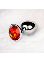 Shots Ouch! Runder Edelstein Anal Plug Silber Rubinrot klein 2,7 cm
