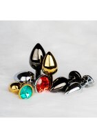 Shots Ouch! Runder Edelstein Anal Plug Silber Rubinrot klein 2,7 cm