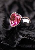 Shots Ouch! Herz Edelstein Anal Plug Silber Rosa mittel 3,4 cm