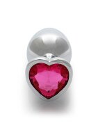 Shots Ouch! Herz Edelstein Anal Plug Silber Rosa mittel 3,4 cm