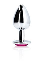 Shots Ouch! Herz Edelstein Anal Plug Silber Rosa mittel 3,4 cm
