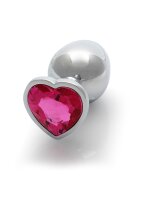 Shots Ouch! Herz Edelstein Anal Plug Silber Rosa mittel 3,4 cm
