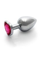 Shots Ouch! Herz Edelstein Anal Plug Silber Rosa mittel 3,4 cm