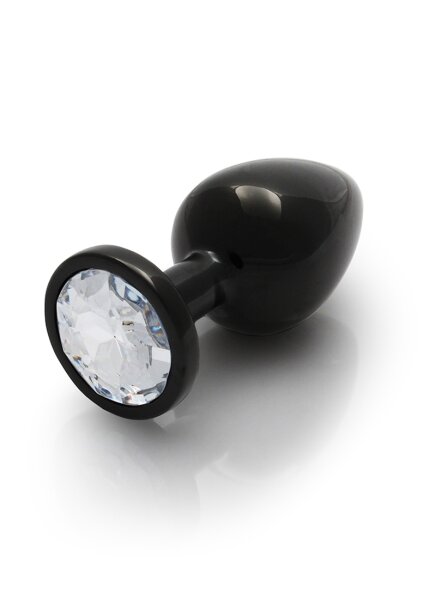 Shots Ouch! Runder Edelstein Anal Plug Schwarz Silber mittel 3,4 cm