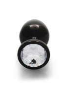 Shots Ouch! Runder Edelstein Anal Plug Schwarz Silber mittel 3,4 cm