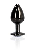 Shots Ouch! Runder Edelstein Anal Plug Schwarz Silber mittel 3,4 cm
