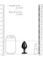 Shots Ouch! Runder Edelstein Anal Plug Schwarz Silber mittel 3,4 cm