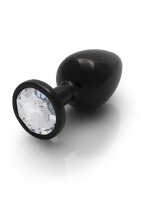 Shots Ouch! Round gemstone anal plug black silver large 4 cm