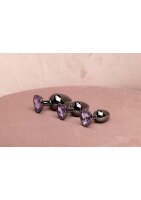 Shots Ouch! Herz Edelstein Anal Plug Schwarz Lila klein 2,7 cm