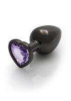 Shots Ouch! Heart Gemstone Anal Plug Black Purple medium 3,4 cm