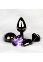 Shots Ouch! Heart Gemstone Anal Plug Black Purple medium 3,4 cm