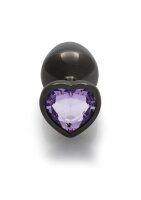 Shots Ouch! Heart Gemstone Anal Plug Black Purple medium 3,4 cm