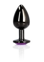 Shots Ouch! Heart Gemstone Anal Plug Black Purple medium 3,4 cm