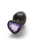 Shots Ouch! Heart Gemstone Anal Plug Black Purple medium 3,4 cm