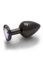 Shots Ouch! Heart Gemstone Anal Plug Black Purple medium 3,4 cm