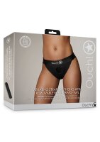 Shots Ouch! Vibrating strap-on thong with buckles at the back M/L