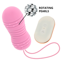 OHMAMA Vibro Ei ferngesteuert mit rotierenden Perlen Rosa