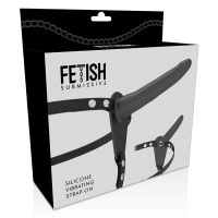 Fetish Submissive Silicone Strap-On Vibrator Black 15 cm