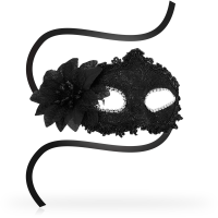 OHMAMA venezianische Maske Schwarz mit Blume
