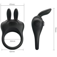 Pretty Love Davion cock ring with rabbit vibrator black