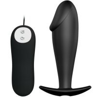 Pretty Love Silikon Anal Plug Penis-Design mit 12 Vibration schwarz 3 cm