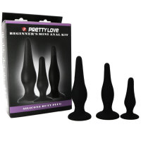 Pretty Love silicone anal plug set for beginners black