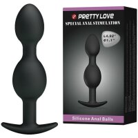 Pretty Love silicone anal plug with balls black 2,8 cm