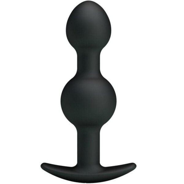 Pretty Love silicone anal plug with balls black 2,6 cm