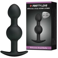Pretty Love silicone anal plug with balls black 2,6 cm