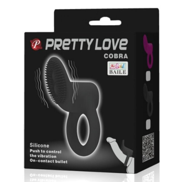 Pretty Love Cobra cock ring with clitoral stimulation black