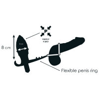 Addicted Toys Butt Plug With Cock Ring And Ball Strap Black