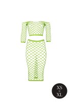 Shots Ouch!  UV-Neon Langarm  Crop Top und langer Rock Onesize gr&uuml;n
