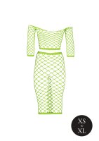 Shots Ouch!  UV-Neon Langarm  Crop Top und langer Rock Onesize gr&uuml;n