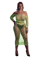 Shots Ouch!  UV-Neon Langarm Crop Top und langer Rock...