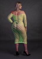 Shots Ouch!  UV-Neon Langarm Crop Top und langer Rock Plussize gr&uuml;n