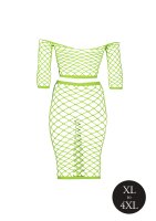 Shots Ouch!  UV-Neon Langarm Crop Top und langer Rock Plussize gr&uuml;n