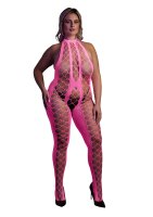 Shots Ouch! UV neon bodystocking plus size pink