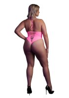 Shots Ouch! UV neon bodysuit with cut-outs plus size pink