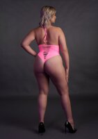 Shots Ouch! UV neon bodysuit with cut-outs plus size pink