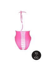 Shots Ouch! UV neon bodysuit with cut-outs plus size pink
