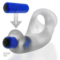 H&uuml;nkyjunk Buzzfuck Sling with Taint Vibe Vibrating Cock Sling Clear Ice