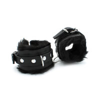 Fluffy Inside Black Leather Handcuff