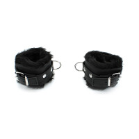 Fluffy Inside Black Leather Handcuff