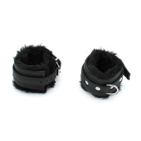 Fluffy Inside Black Leather Handcuff
