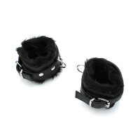 Fluffy Inside Black Leather Handcuff